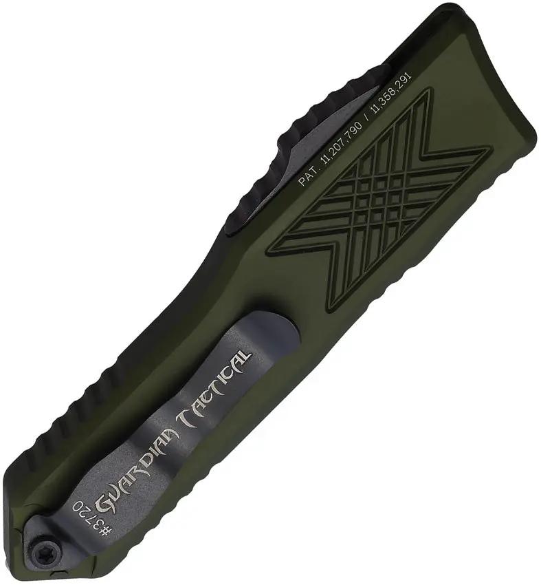 Guardian Tactical GTX025 OTF Tanto Auto Knife - Elmax Blade, Glass Breaker, OD Green Aluminum Handle by Guardian Tactical