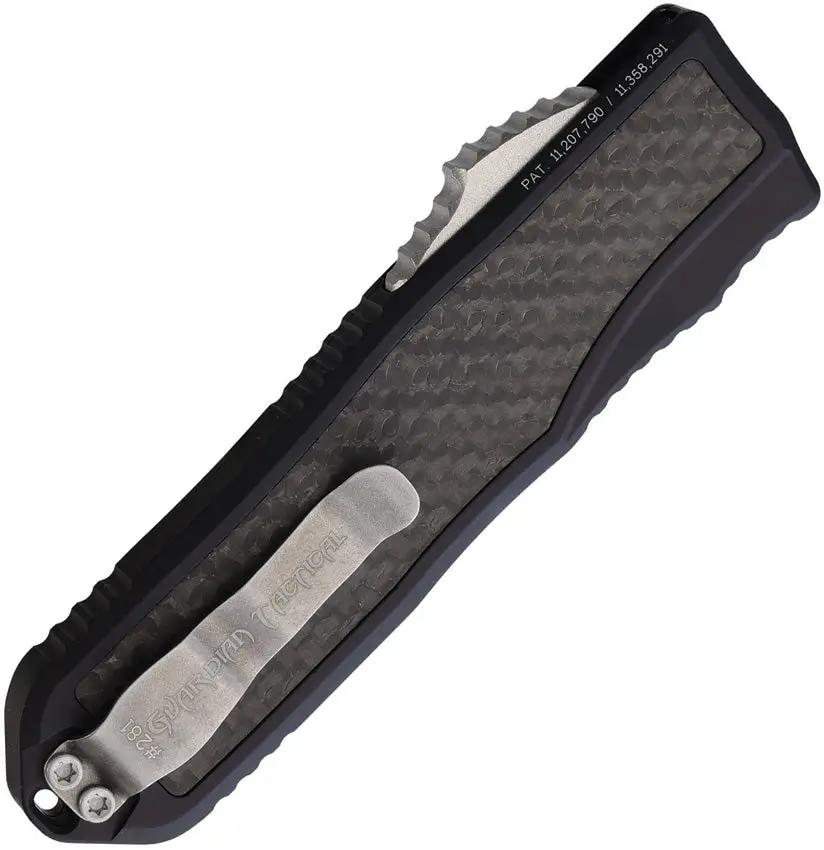 Guardian Tactical Auto Recon 035 G2 OTF Knife - Black Aluminum Handle With Carbon Fiber Inlay MagnaCut Spear Point by Guardian Tactical