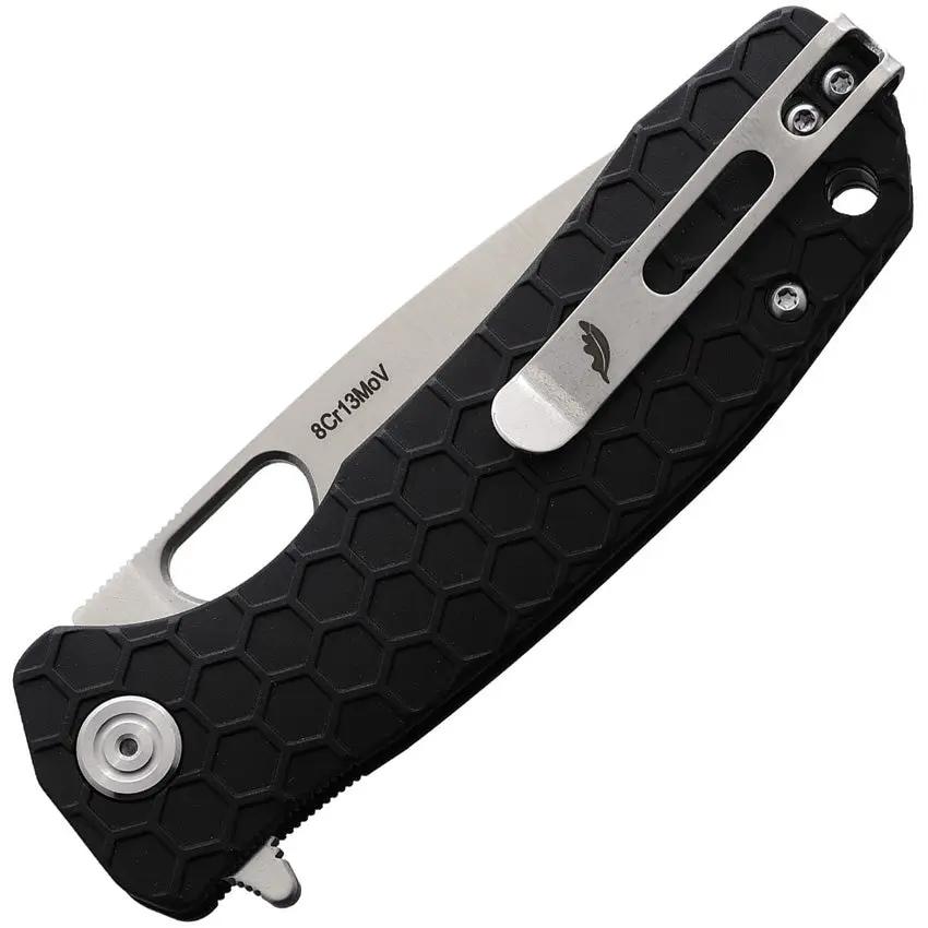 Honey Badger Knives Medium Linerlock Black HB1011 - Satin 3.13 Inch Blade 8Cr13MoV Textured GRN Handle by Honey Badger Knives