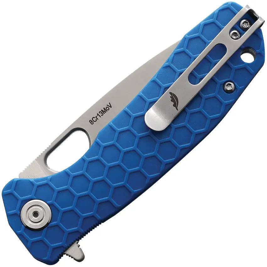 Honey Badger Knives Medium Linerlock Blue HB1017 - Satin 8Cr13MoV Blade Textured GRN Handle Extended Tang by Honey Badger Knives