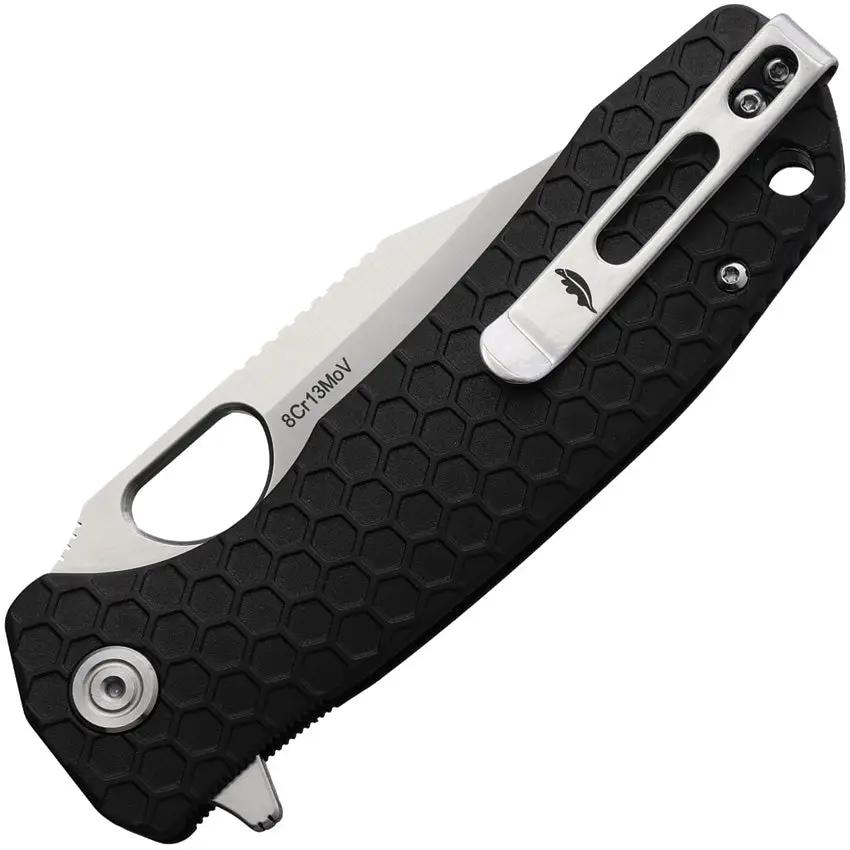 Honey Badger Knives Large Liner Lock Clip Black HB4063 - 3.75 Inch Satin 8Cr13MoV Clip Point Blade by Honey Badger Knives