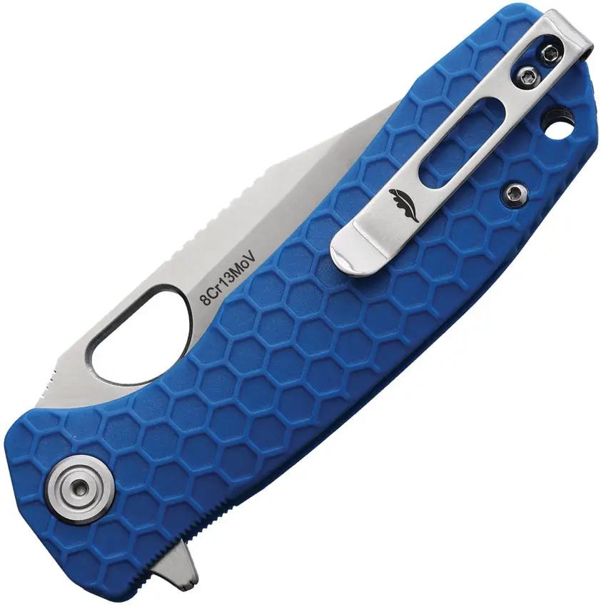 Honey Badger Knives HB4072 Medium Linerlock Clip Blue - Satin 3.25in 8Cr13MoV Blade by Honey Badger Knives