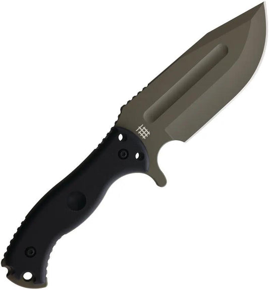 Halfbreed Blades Large Bush Knife - OD Green Teflon K110 Steel With Full Tang And Fire Starter by Halfbreed Blades