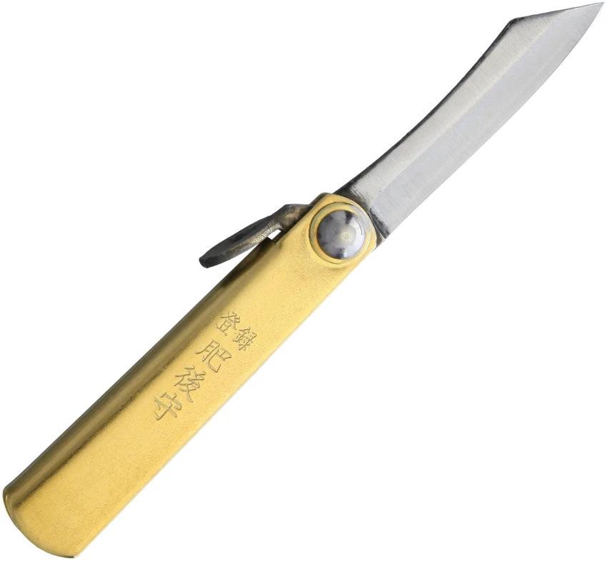 Higonokami SK Folder Brass NO. 1 W/ BROWN LEATHER CASE by Higonokami