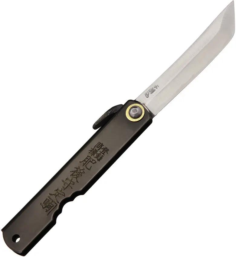 Higonokami Folding Knife Black No 13 For EDC Three And Three Quarters Inch Closed Blade Black Stainless Handles by Higonokami