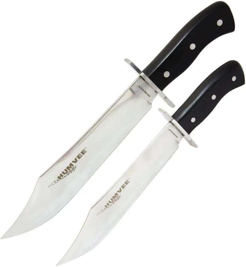 Humvee Two Piece Bowie Knife Combo HMV-BC-03-BK - Mirror Polished Stainless Blades With Black Pakkawood Handles by Humvee