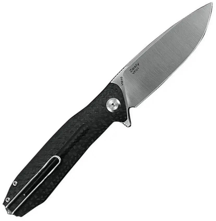 Ironfly Zesty Linerlock Knife VG 10 Drop Point Blade Black G10 Handle Extended Tang Glass Breaker by Ironfly