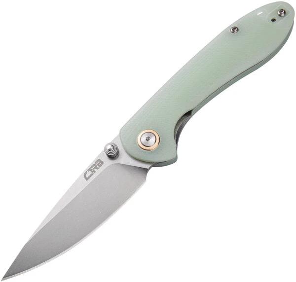 CJRB Feldspar Linerlock Knife Jade G10 Handle D2 Tool Steel Stonewash Blade 3 Inch Blade 4 Inch Closed Pocket Clip EDC by CJRB