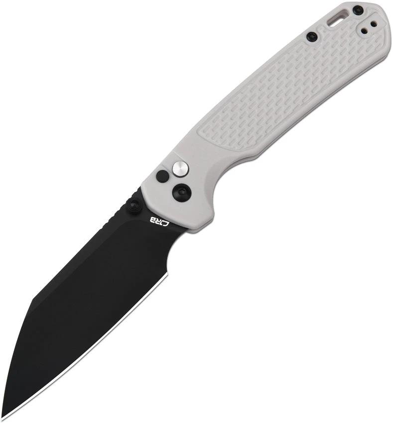 CJRB Large Pyrite Light Button Lock Folding Knife J1945LBGY Wharncliffe Blade FRN Gray Handle for EDC Enthusiasts by CJRB