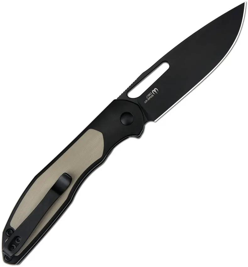 CJRB Droma Linerlock Desert G10 Inlay EDC Folding Knife With Black PVD AR RPM9 Drop Point Blade by CJRB