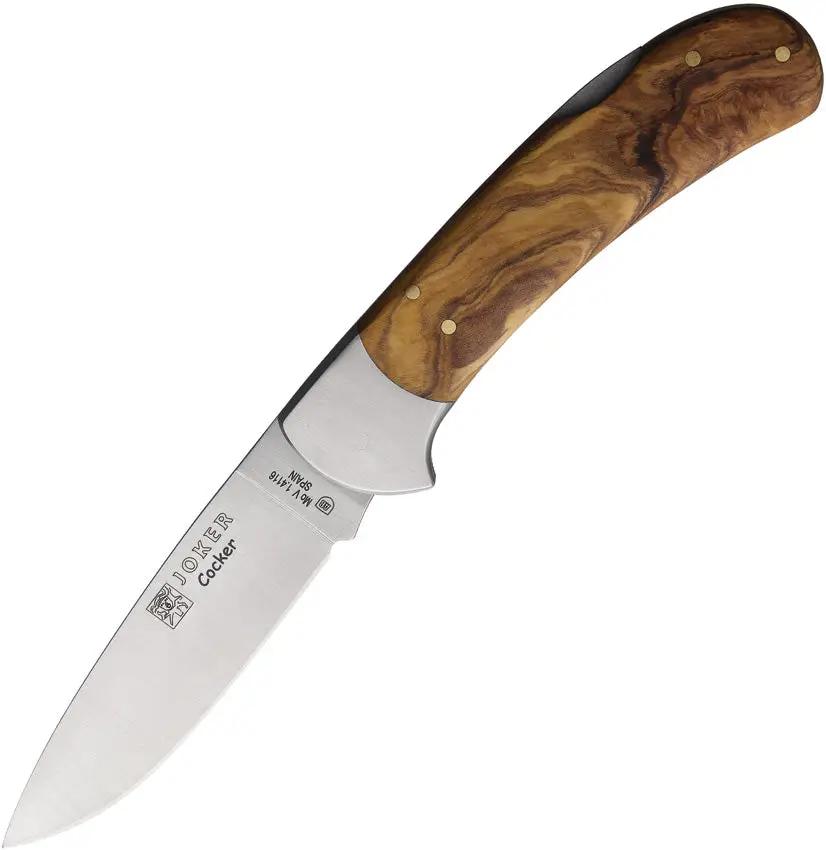 Joker Cocker Lockback Knife Olive Wood NO47 Handle Premium Satin Blade 3.25in, 4.5in Closed For EDC Enthusiasts by Joker