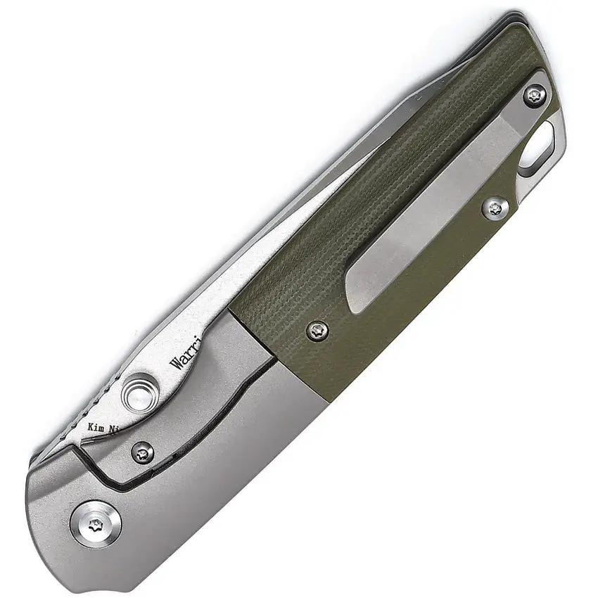 Kansept Knives Warrior Framelock Green K1005T5 - S35VN Tanto Blade Gray Titanium Handle With Green Micarta Inlay by Kansept Knives