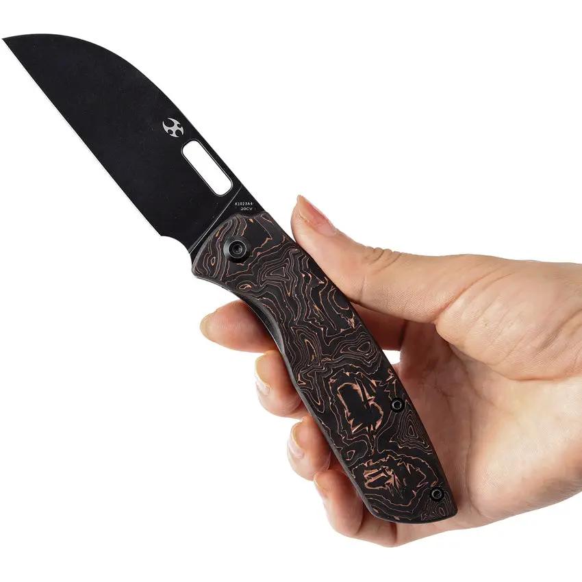 Kansept Knives Convict Framelock Copper CF K1023A4 - CPM-20CV Blade With Copper Carbon Fiber Handle by Kansept Knives