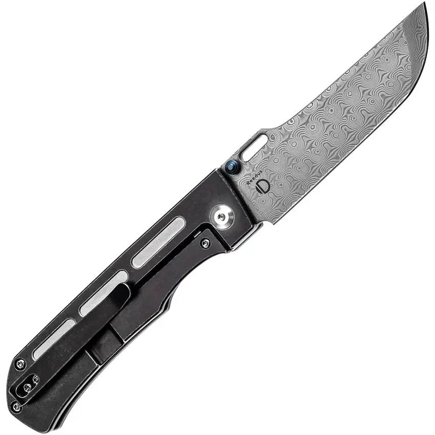 Kansept Knives Reedus Framelock Damascus Blade Blue Anodized Titanium Handle - Premium EDC Folder by Kansept Knives