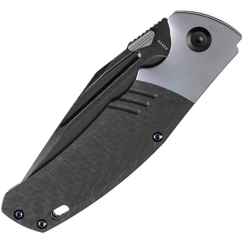 Kansept Knives Hinterland Framelock - Blue Anodized Titanium Handle With Twill Carbon Fiber Inlay by Kansept Knives