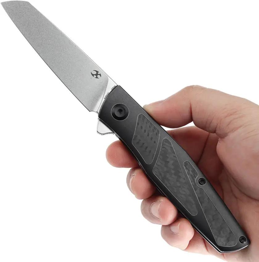 Kansept Knives Cru Framelock BSW Twill CF K1092A5 - CPM S35VN Blade Titanium Handle With Twill Carbon Fiber Inlay by Kansept Knives
