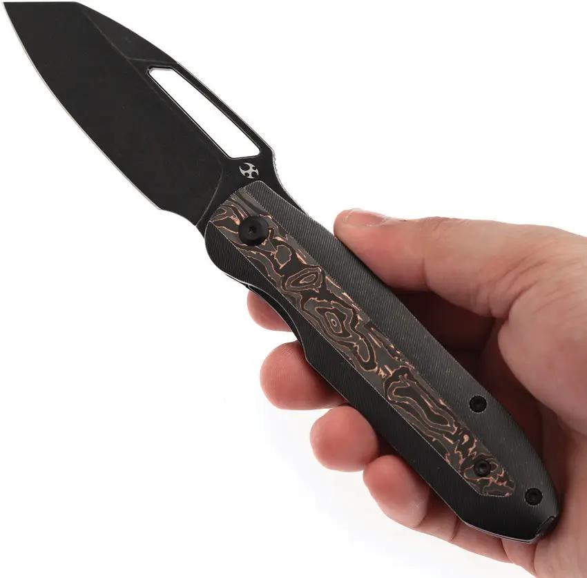 Kansept Thunderhead Linerlock Copper K1106A1 - Blackwash CPM S35VN Reverse Tanto Blade With Copper Inlay by Kansept Knives
