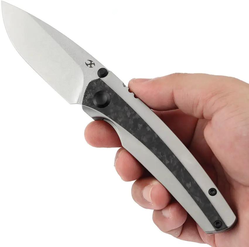 Kansept Knives Raven Framelock - Shredded Carbon Fiber Inlay On Titanium Handle, CPM-20CV Blade by Kansept Knives