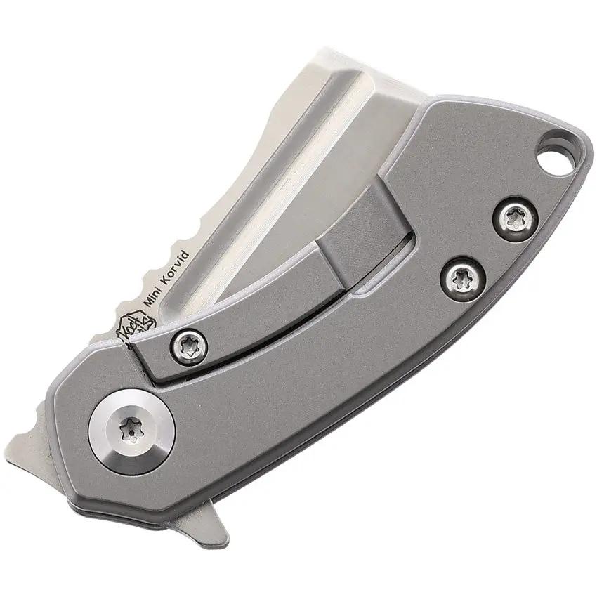 Kansept Knives Mini Korvid Linerlock Ti K3030A2 - Satin S35VN Blade with Bead Blast Titanium Handle by Kansept Knives