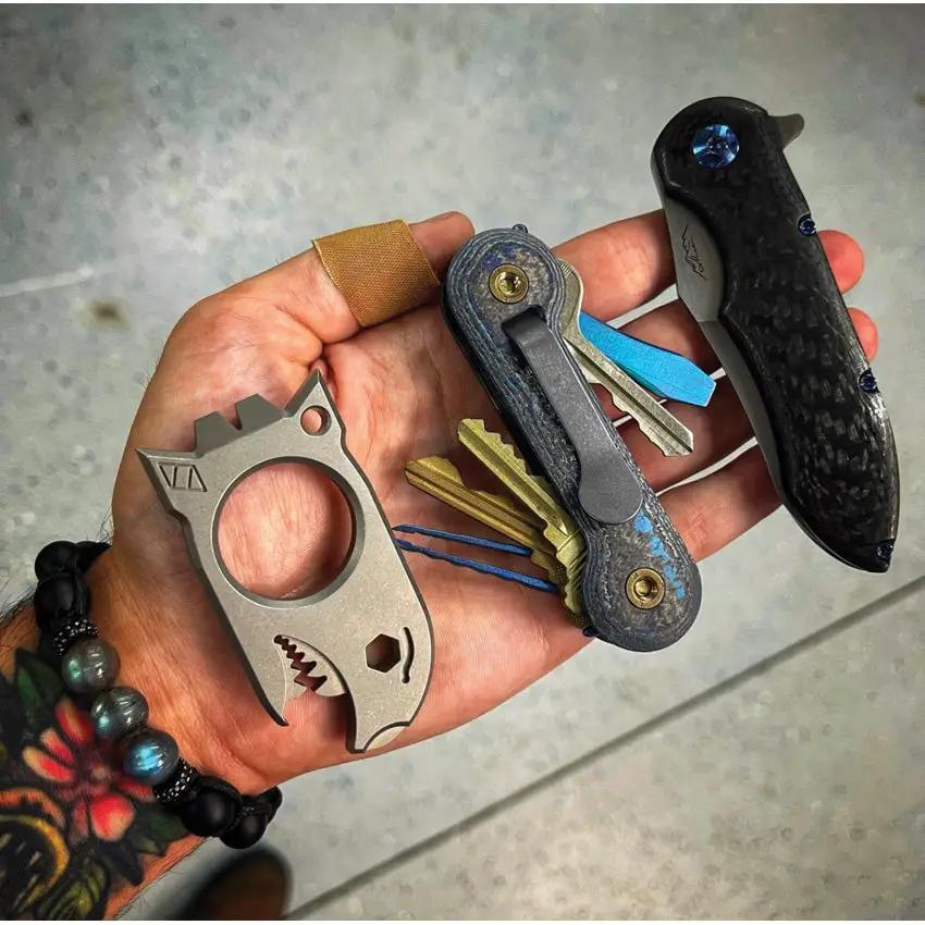 KeyBar Camo CF Blue Carbon Fiber Key Organizer With Adjustable Tension Holds Up To 12 Keys by KeyBar
