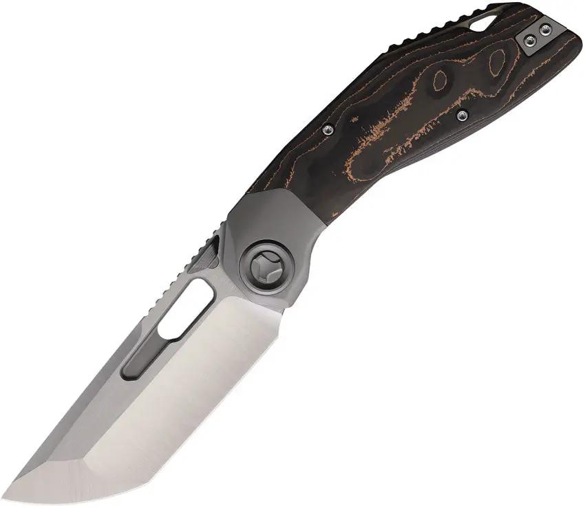 Ketuo Yakuza Framelock EDC Knife With Premium M390 Tanto Blade Stonewash Titanium Handle Copper Fiber Inlay by Ketuo