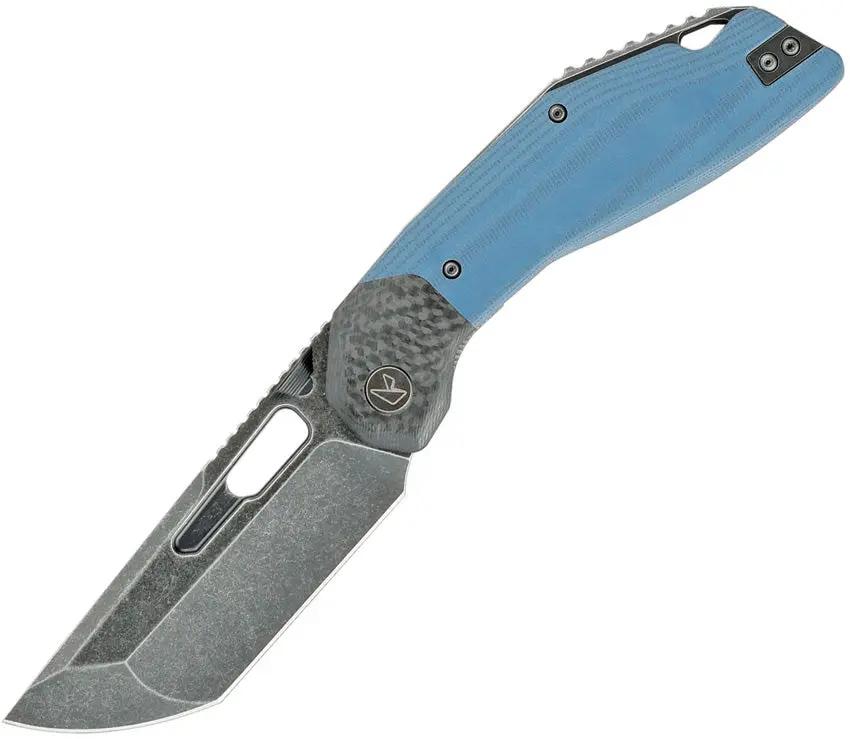 Ketuo Yakuza Linerlock Knife Blue G10 Handle With Sandvik 14C28N Tanto For EDC And Tactical Enthusiasts by Ketuo