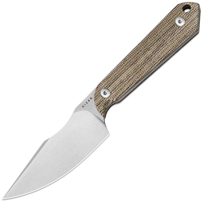 Kizer Cutlery Harpoon Mini Fixed Blade 3 Inch AEBL Stonewash Full Tang Neck Sheath Outdoor EDC Knife by Kizer Cutlery