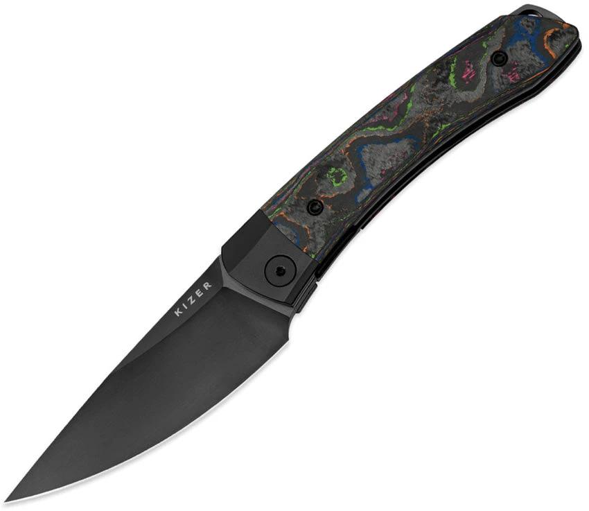 Kizer Mini Momo Linerlock Knife 80s Camouflage Carbon Fiber Handle S35VN For EDC Enthusiasts by Kizer Cutlery
