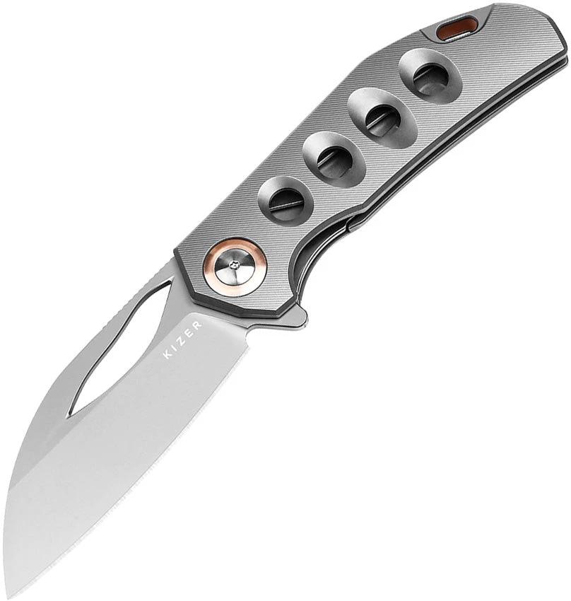 Kizer Cutlery Hawk Linerlock Knife Gray Titanium S45VN 3.5in Satin Blade for EDC Enthusiasts by Kizer Cutlery