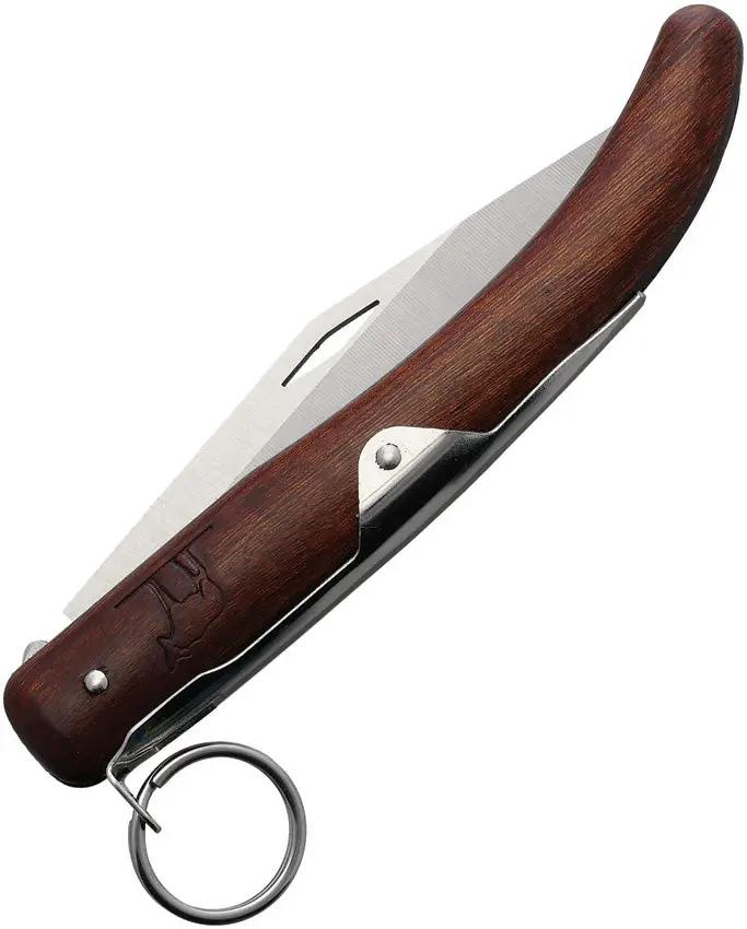 Okapi Keyring Lock Folder FG02560 5.5 Inch Closed Folding Knife With 4.5 Inch Clip Point Blade And Brown Wood Handle by Okapi
