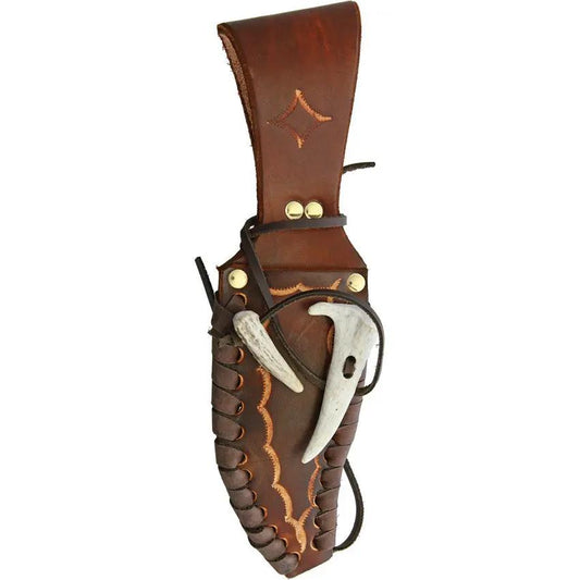 Ken Richardson Knives 5 Inch Bowie KR1408T Turquoise Inlay Deer Antler Handle - 1085HC Clip Point Blade by Ken Richardson Knives