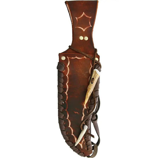 Ken Richardson Knives KR1410T 8-Inch Bowie Knife - Elk Antler Handle, 1085HC Steel, Brass Guard, Leather Sheath, USA by Ken Richardson Knives