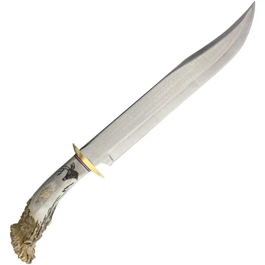 Ken Richardson Knives Slim Bowie KR1411S - 11 Inch 1085HC Steel Blade With Deer Antler Handle by Ken Richardson Knives