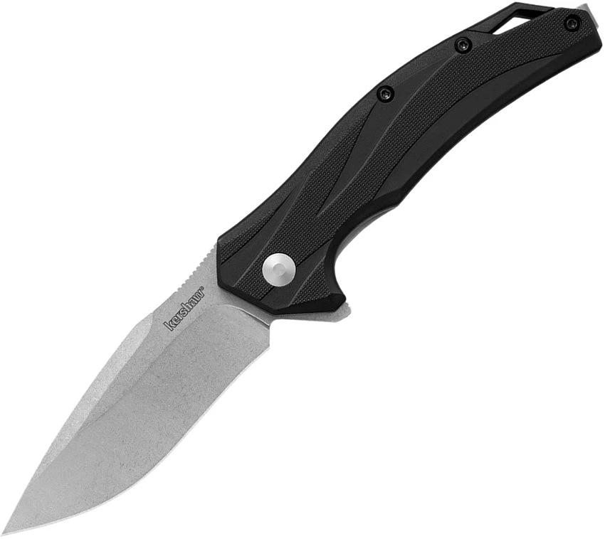 Kershaw Lateral Linerlock Assisted Opening Knife 8Cr13MoV Stonewash Blade Black GFN Handle For EDC Enthusiasts by Kershaw