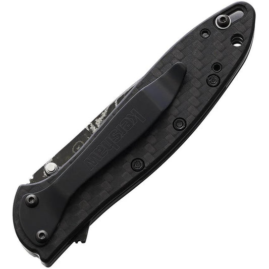 Kershaw Leek Damascus Folding Knife 1660CFDAM SpeedSafe Assisted Opening Carbon Fiber For EDC by Kershaw