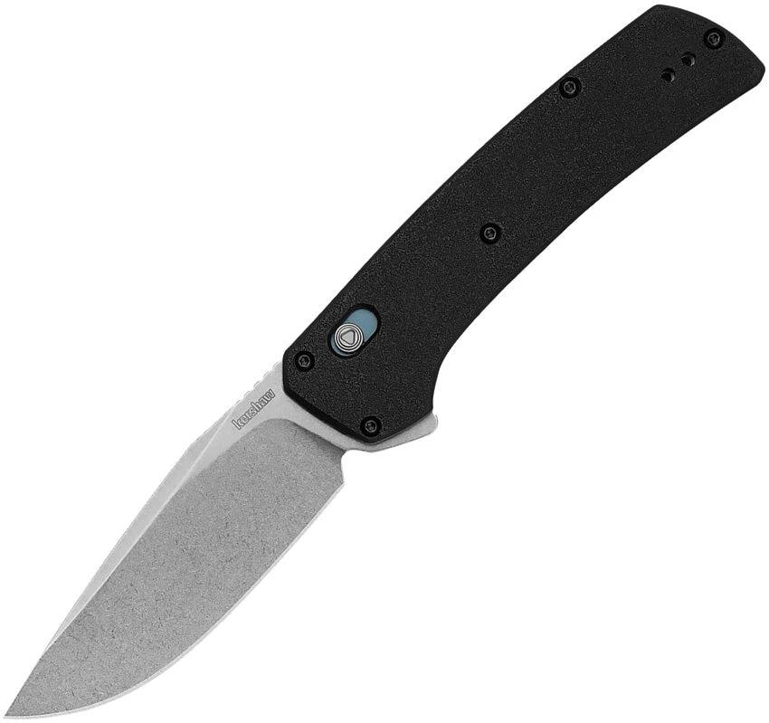 Kershaw Layup DuraLock EDC Knife D2 Tool Steel Blade Stonewashed 4.5in Closed Black Handle Extended Tang Pocket Clip by Kershaw