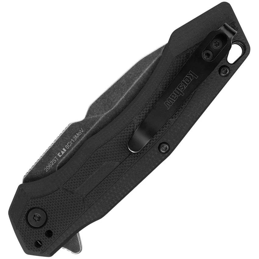 Kershaw Analyst Linerlock Assisted Opening 2062ST BlackWash Serrated Tanto EDC Knife With Pocket Clip by Kershaw