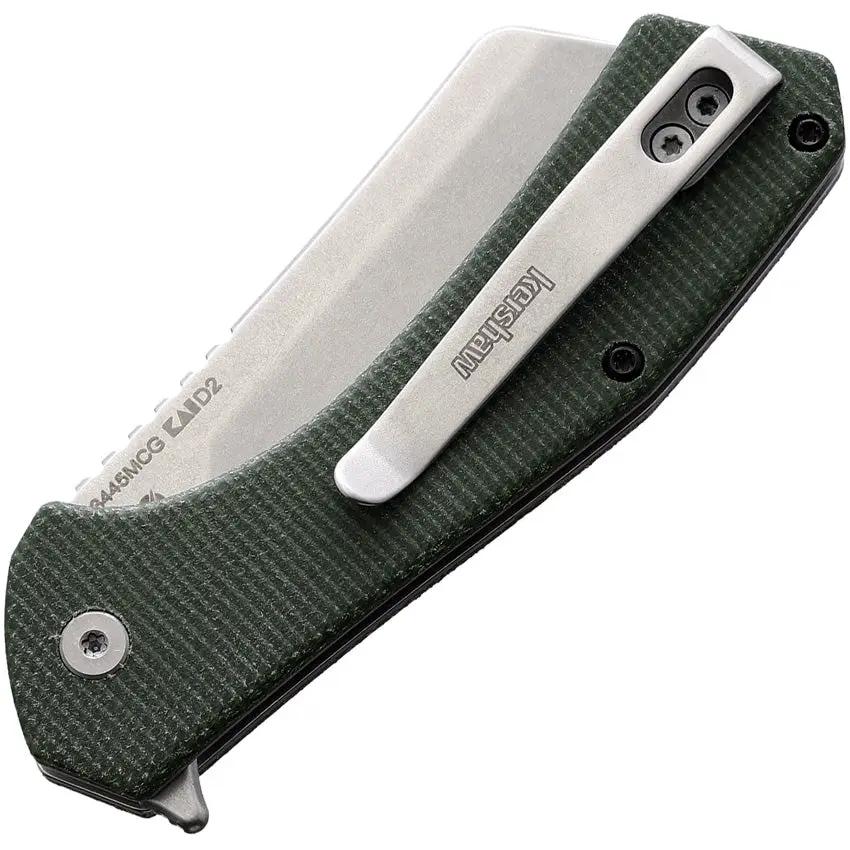 Kershaw Static Framelock Green Micarta D2 Stonewash Blade Folding Knife With Premium Extended Tang For EDC Enthusiasts by Kershaw