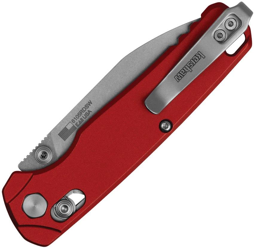 Kershaw Bel Air DuraLock Knife MagnaCut Drop Point Red Aluminum Handle Durable EDC Pocket Clip by Kershaw