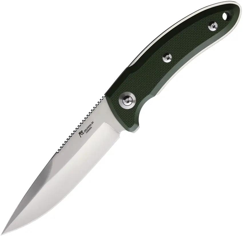 Katz Predator PDT-5 G10 GNT Fixed Blade Knife - 9In Overall, 4.5In Satin 9Cr18MoV Blade, Green Textured G10 Handle by Katz
