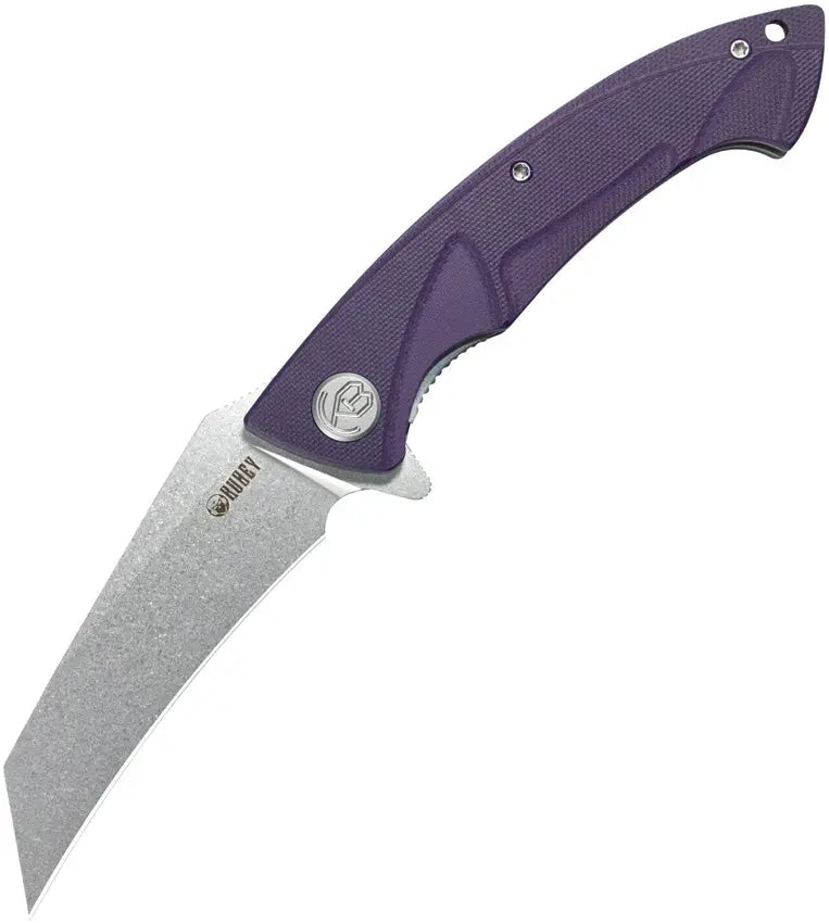 Kubey Anteater Nest Linerlock - Purple G10 Handle and Stonewash 14C28N Blade with Pocket Clip by Kubey