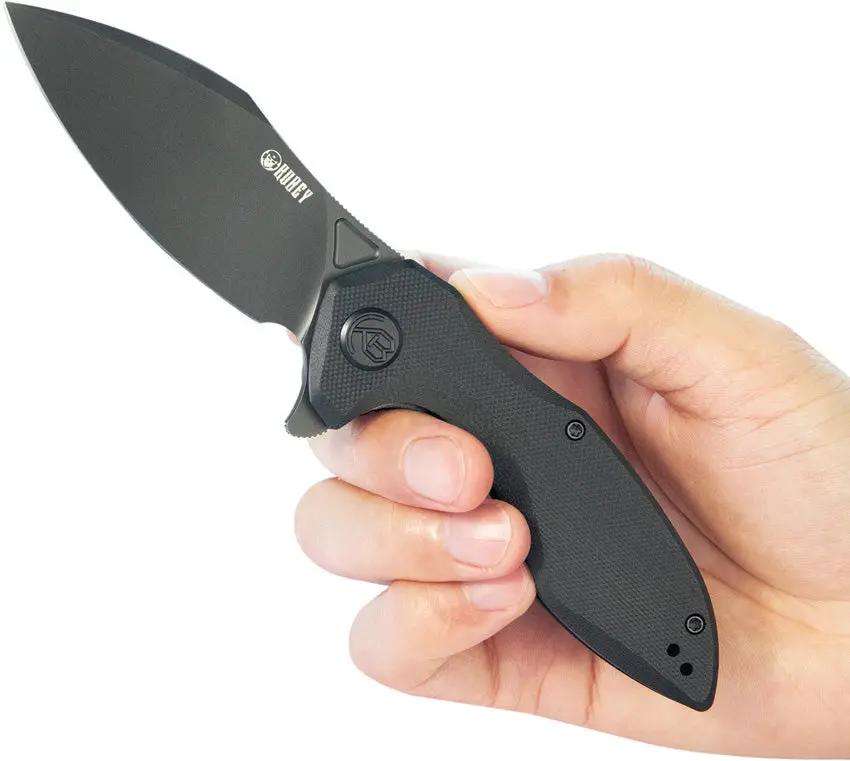 Kubey Noble Linerlock Blackout KU236O - 14C28N Sandvik Blade, Black G10 Handle, Extended Tang by Kubey