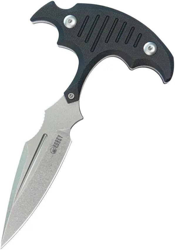 Kubey Medusa Push Dagger KU242A - Stonewashed 14C28N Sandvik Blade, Black G10 Handle, Full Tang, Kydex Sheath by Kubey