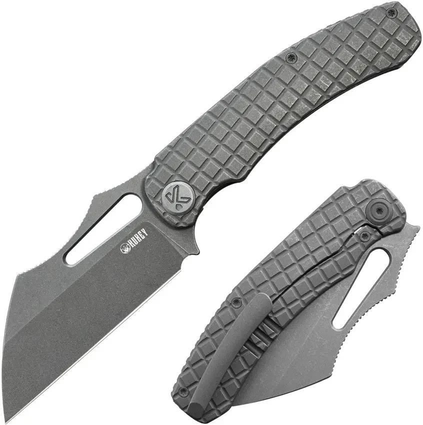 Kubey Sylow Framelock Dark SW KU260C - 3.5-Inch Wharncliffe Blade In 14C28N Sandvik Stainless, Titanium Handle by Kubey