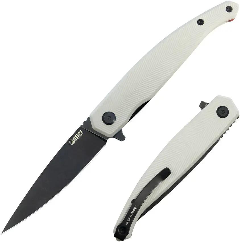 Kubey MOS Hydra Linerlock White KU361B - White G10 Handle 14C28N Sandvik Stainless Spear Point Blade Thumb Stud by Kubey
