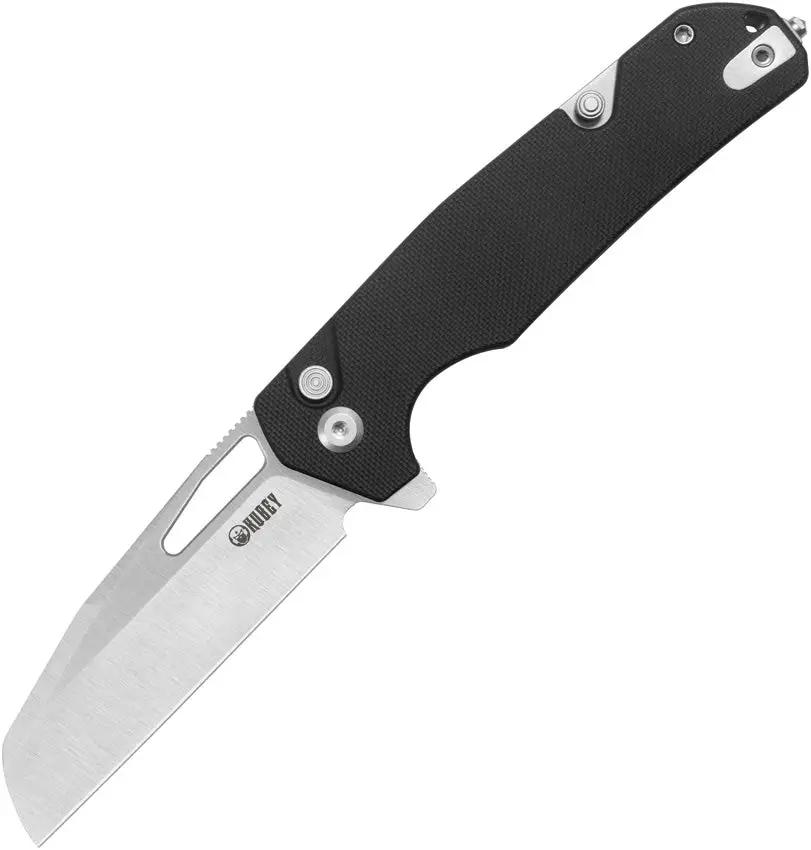 Kubey 10-8 Button Lock Knife - Black G10 Handle with Belt Cutter and Glass Breaker by Kubey