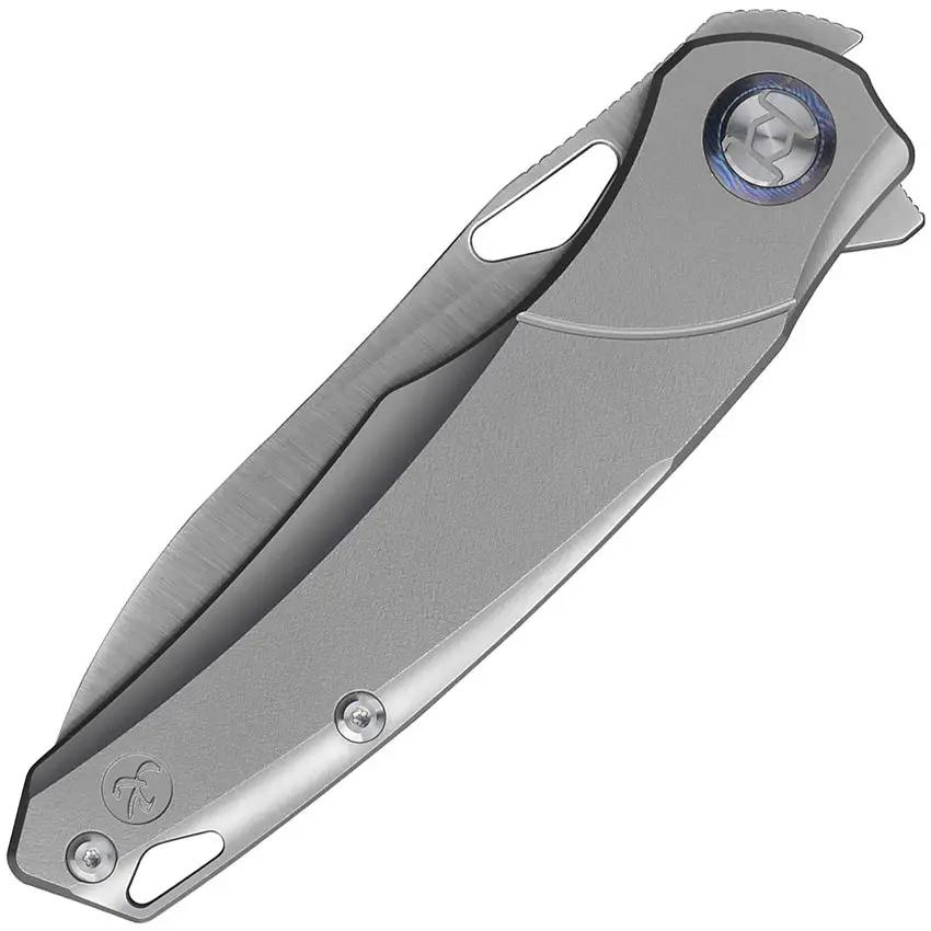 Kunwu Zen Framelock Folding Knife K704 With Elmax Satin Blade Gray Titanium Handle For EDC Enthusiasts by Kunwu Knives