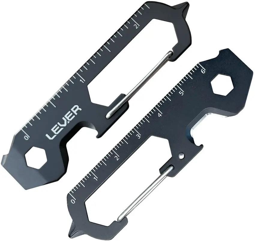 Lever Gear CLiP KT Keychain Tool - TSA Compliant 420 Stainless Multitool With Carabiner Ruler Bottle Opener by Lever Gear