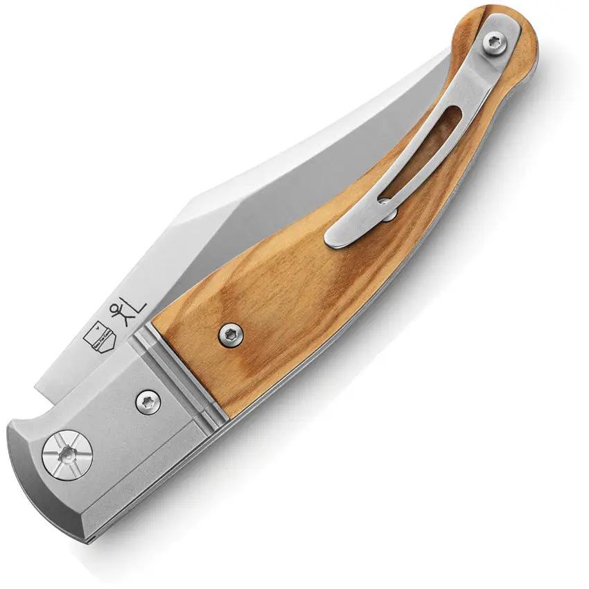 LionSTEEL Gitano Olive Wood Slip Joint Knife For EDC Enthusiasts Satin Niolox Clip Point Blade Titanium Bolsters by LionSTEEL