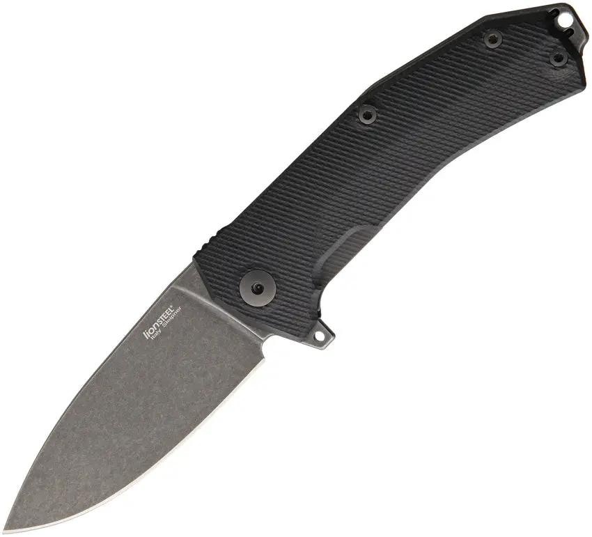LionSTEEL KUR Linerlock Knife Black Stonewash with IKBS Bearings G10 Handle for EDC Enthusiasts by LionSTEEL